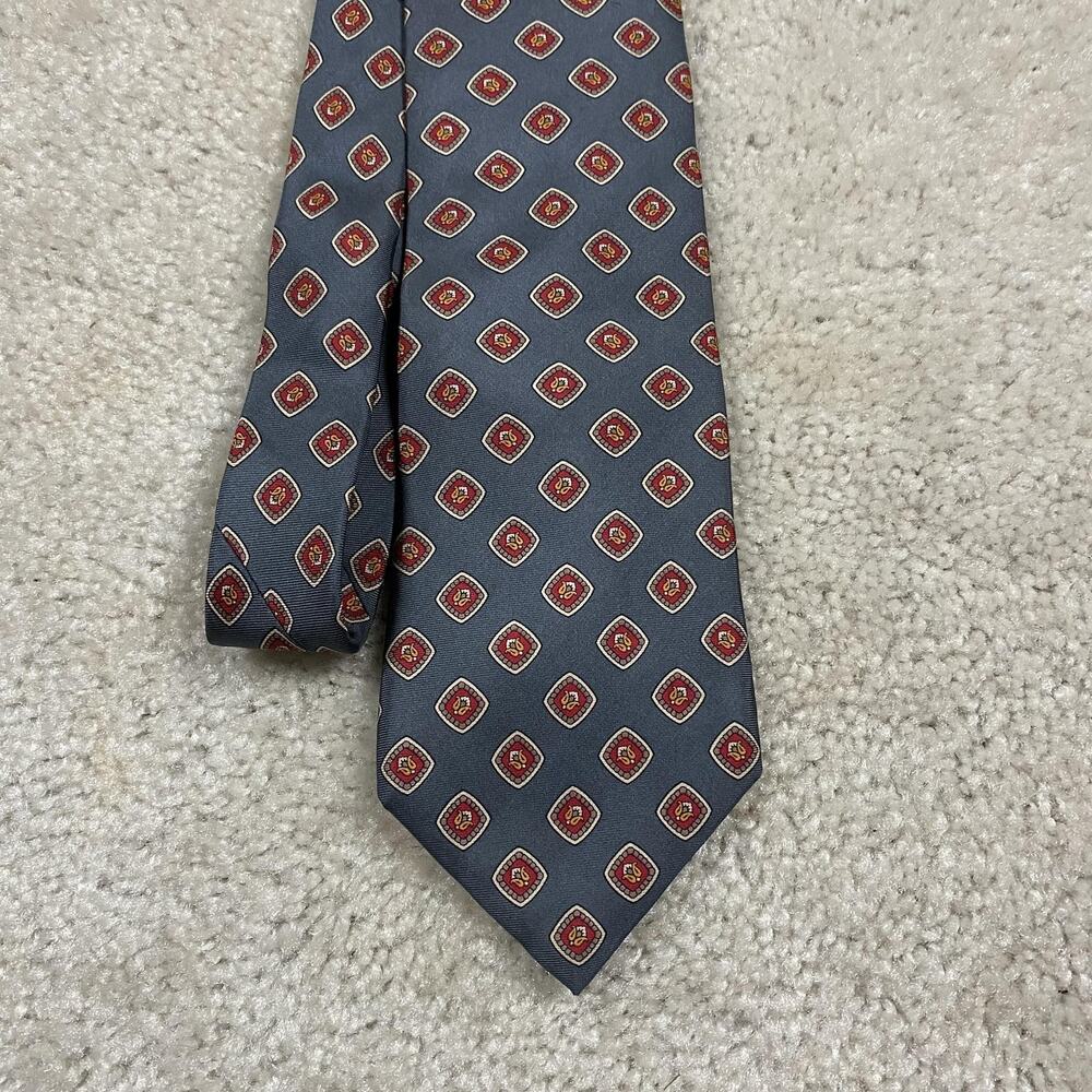 VTG Givenchy Monsieur Silk Tie Mens Blue Geometric Necktie Made USA Designer